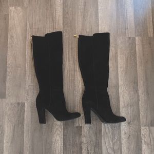 Vince Camuto Knee High Black Boots w/ Gold Zipper